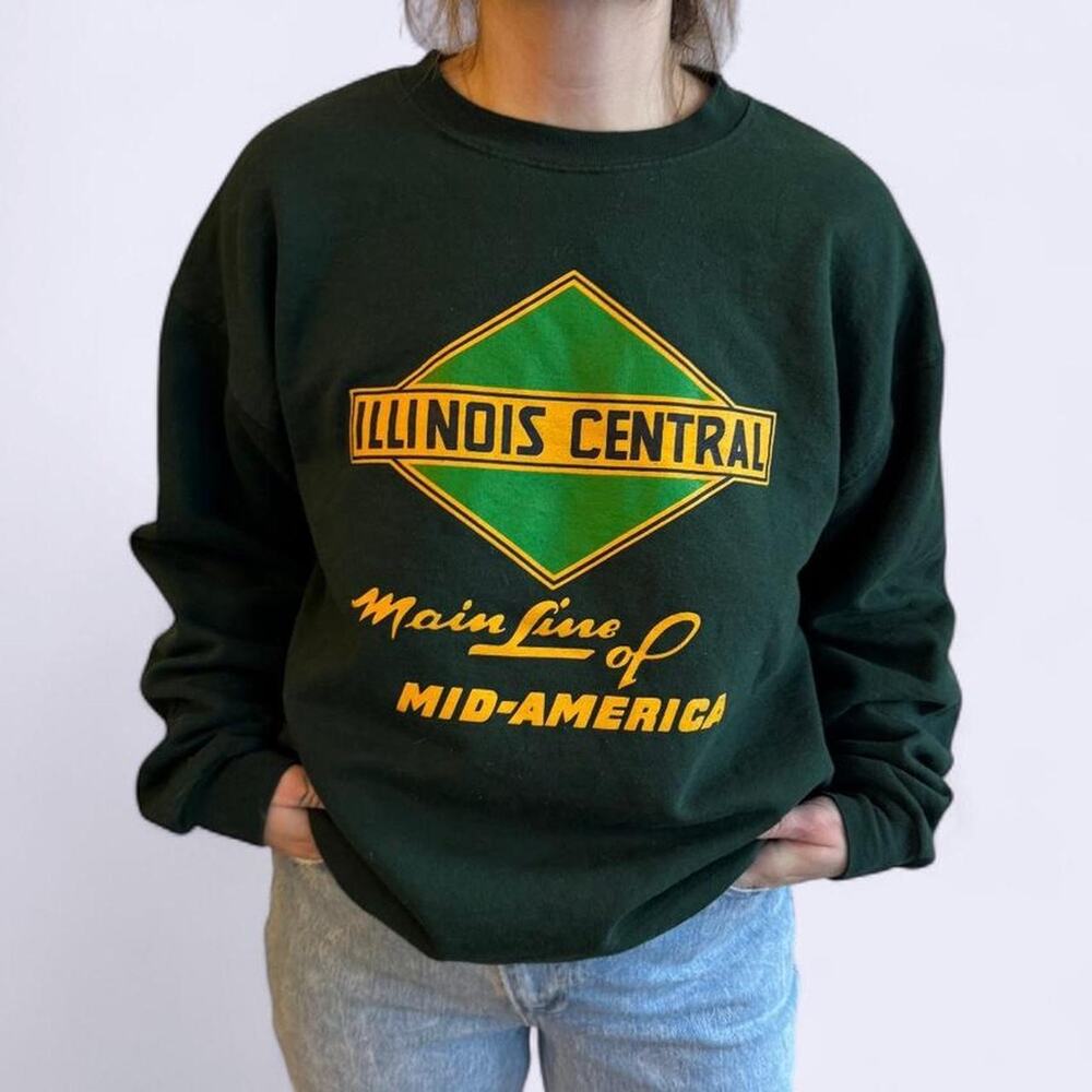 vintage inspired train crewneck sweatshirt mens large